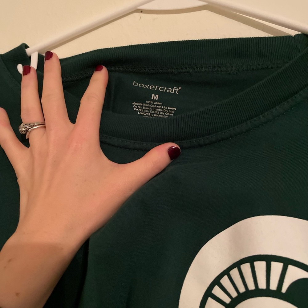 Michigan State Spartans Women’s Hunter Green Oversized Pom Pom Jersey Tee M - Picture 5 of 5
